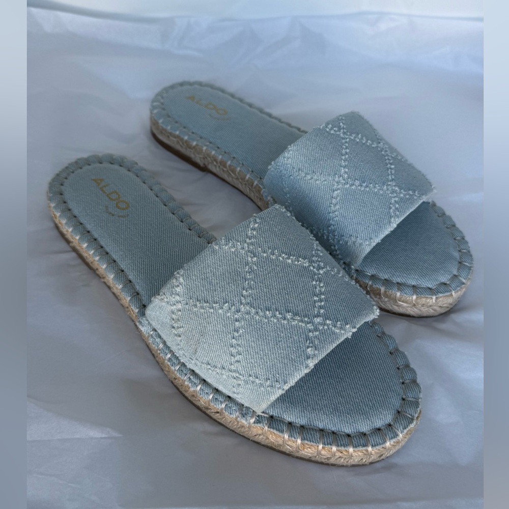 Aldo Light Blue Espadrille Slides